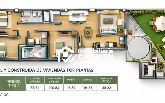 Obra nueva con terraza en C/Mayor